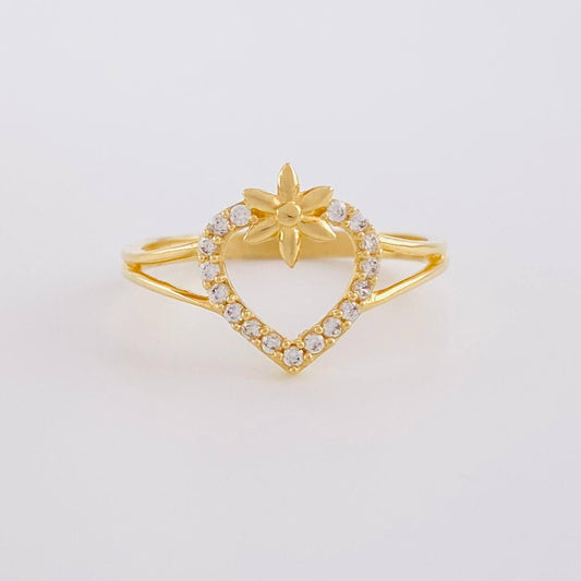 Heart Flower Ring 1.65g / Size 4 1/2 Yellow Gold 18K