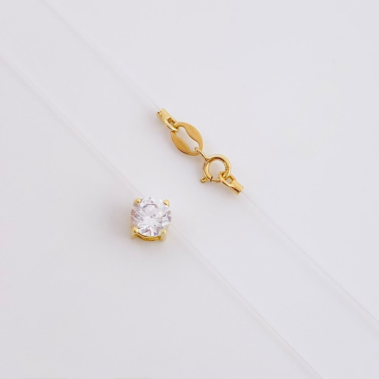 Cadena Choker Chispa Circón 0.8g / 16 in / 5mm Oro Amarillo 18K