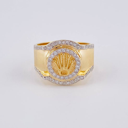 Belt Bordered Crown Ring 6.2 g / T10 1/4 Two Yellow White Gold 18K