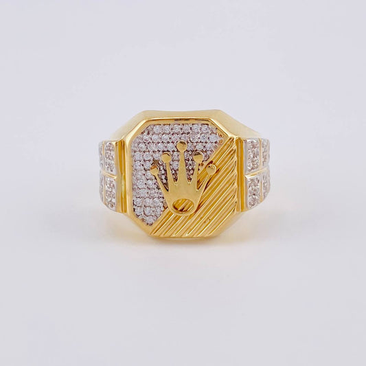 Segmented Crown Mosaic Ring 6.5 g / T9 1/2 Two Yellow White Gold 18K