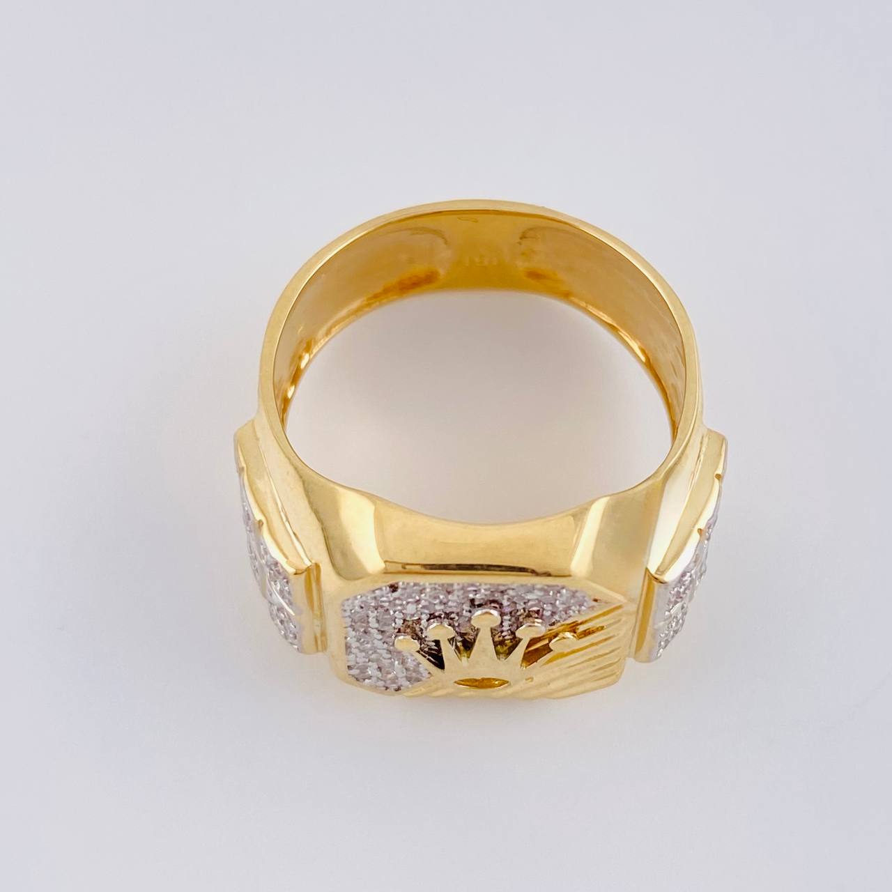 Segmented Crown Mosaic Ring 6.5 g / T9 1/2 Two Yellow White Gold 18K