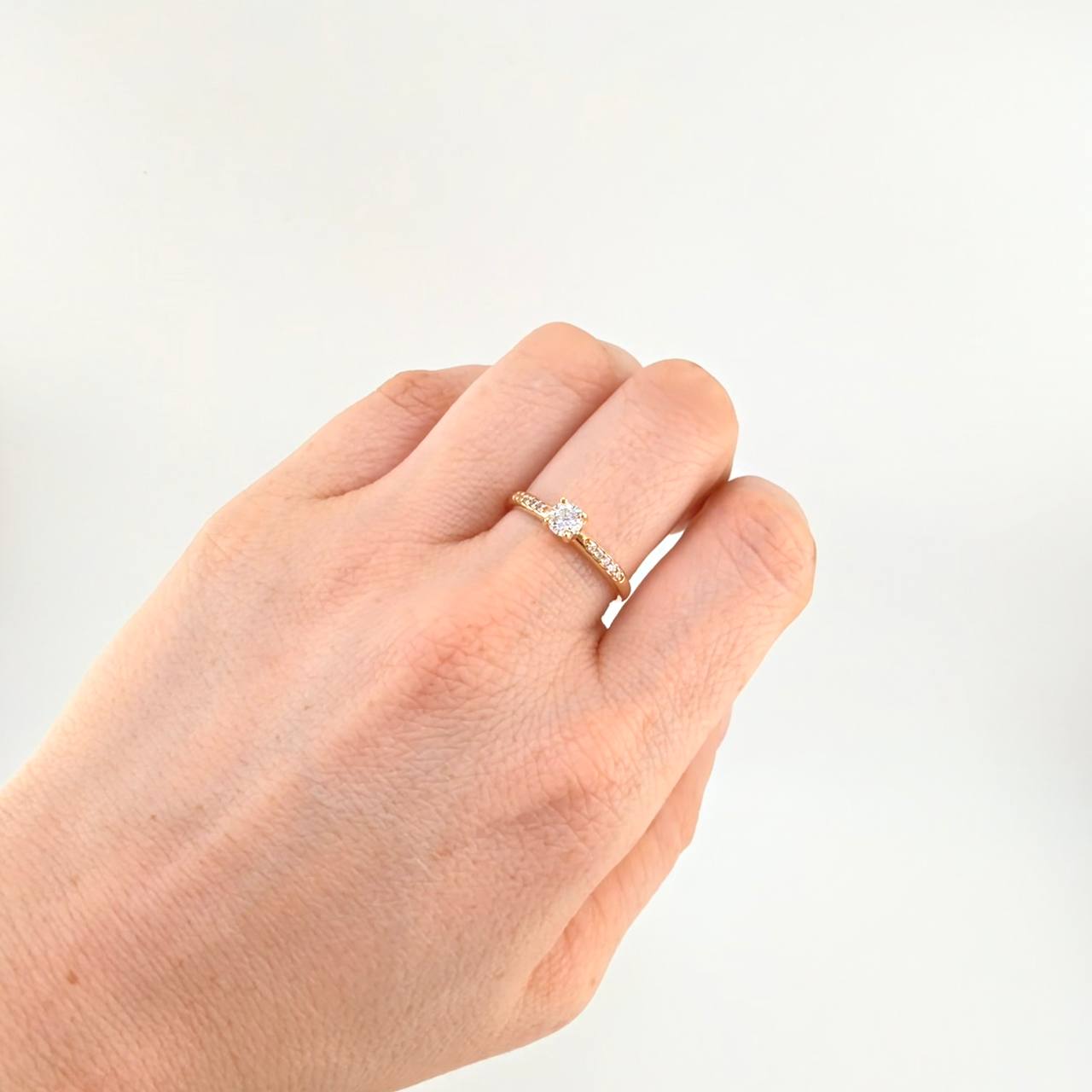 Solitaire Ring Four Prongs 2.8 g / T8 Yellow Gold 18K