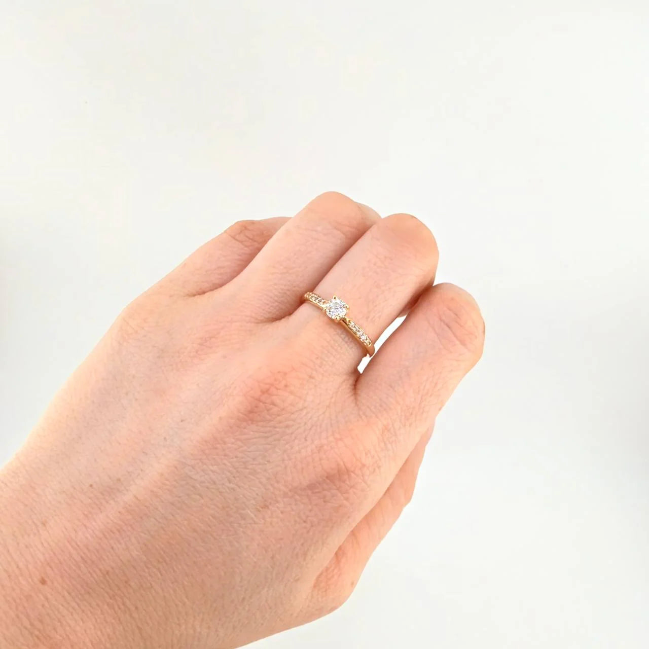 Solitaire Ring Four Prongs 2.1 g / T6 1/2 Yellow Gold 18K