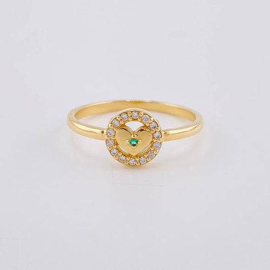 Anillo Aro Corazón Central 1.9 g / T6 Oro Amarillo 18K