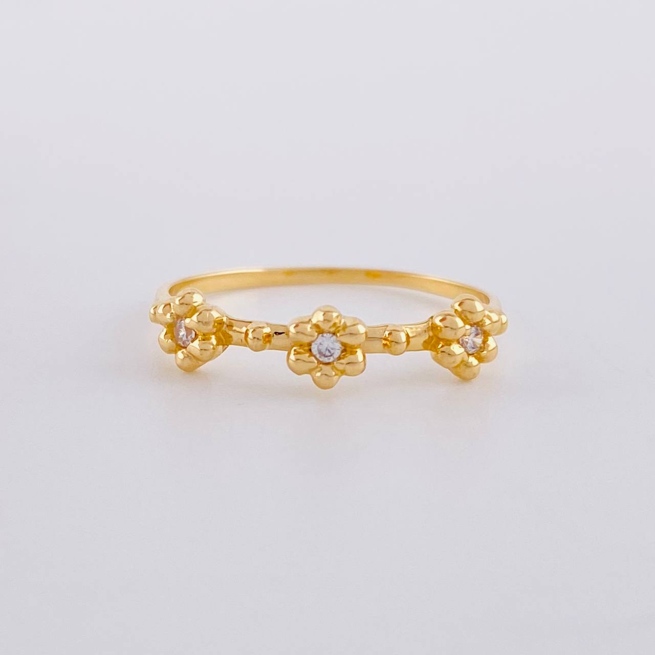 Trio Flowers Ring 1.6 g / T7 18K Yellow Gold