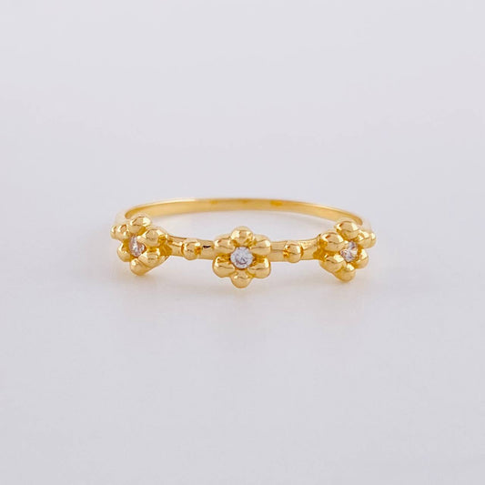 Trio Flowers Ring 1.6 g / T7 18K Yellow Gold