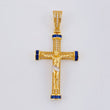 Pendant Cross Christ Screw 7.85 g / 2 in Two Golds Yellow White 18K