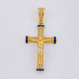 Pendant Cross Christ Screw 7.85 g / 2 in Two Golds Yellow White 18K