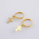 Hoop Earrings Cross 1.6 g / 1 1/4 in 18K Yellow Gold
