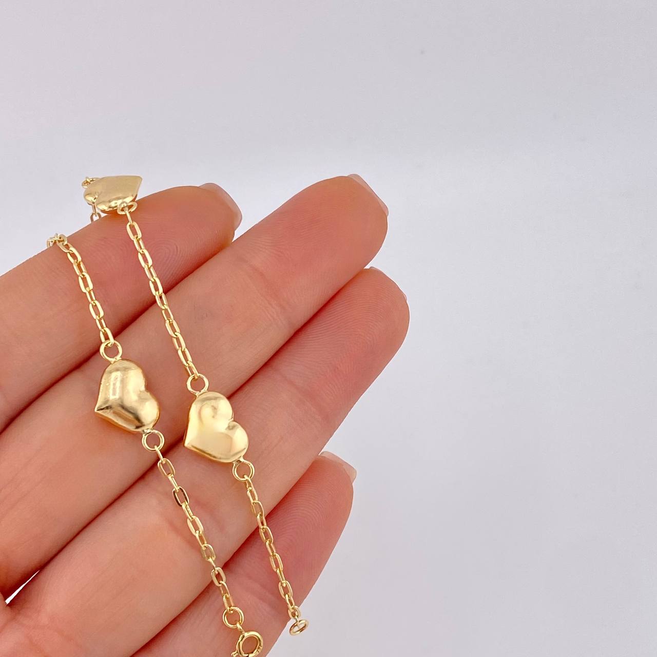 Paperclip Bracelet Heart 2.75 g / 7 1/2 in / 1.7 mm Yellow Gold 18K