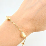 Paperclip Bracelet Heart 2.75 g / 7 1/2 in / 1.7 mm Yellow Gold 18K