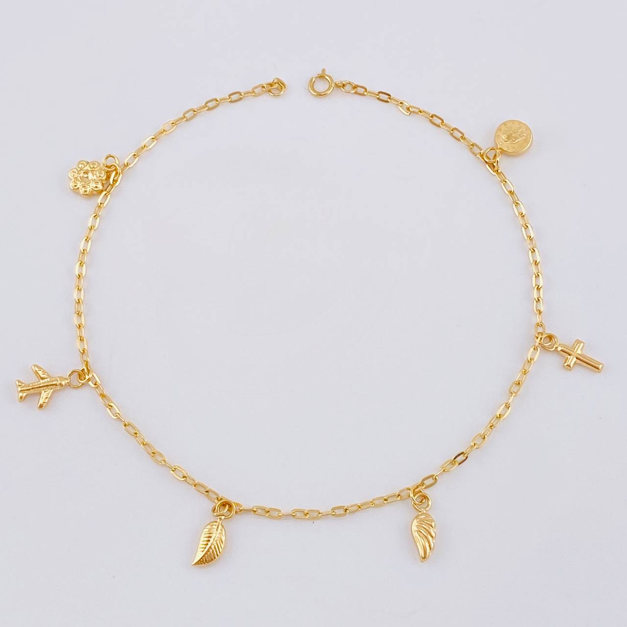 Yellow Gold 18K Anklet Box Pendants 2.9 g / 9 in / 1.7 mm