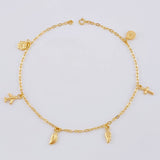 Yellow Gold 18K Anklet Box Pendants 2.9 g / 9 in / 1.7 mm