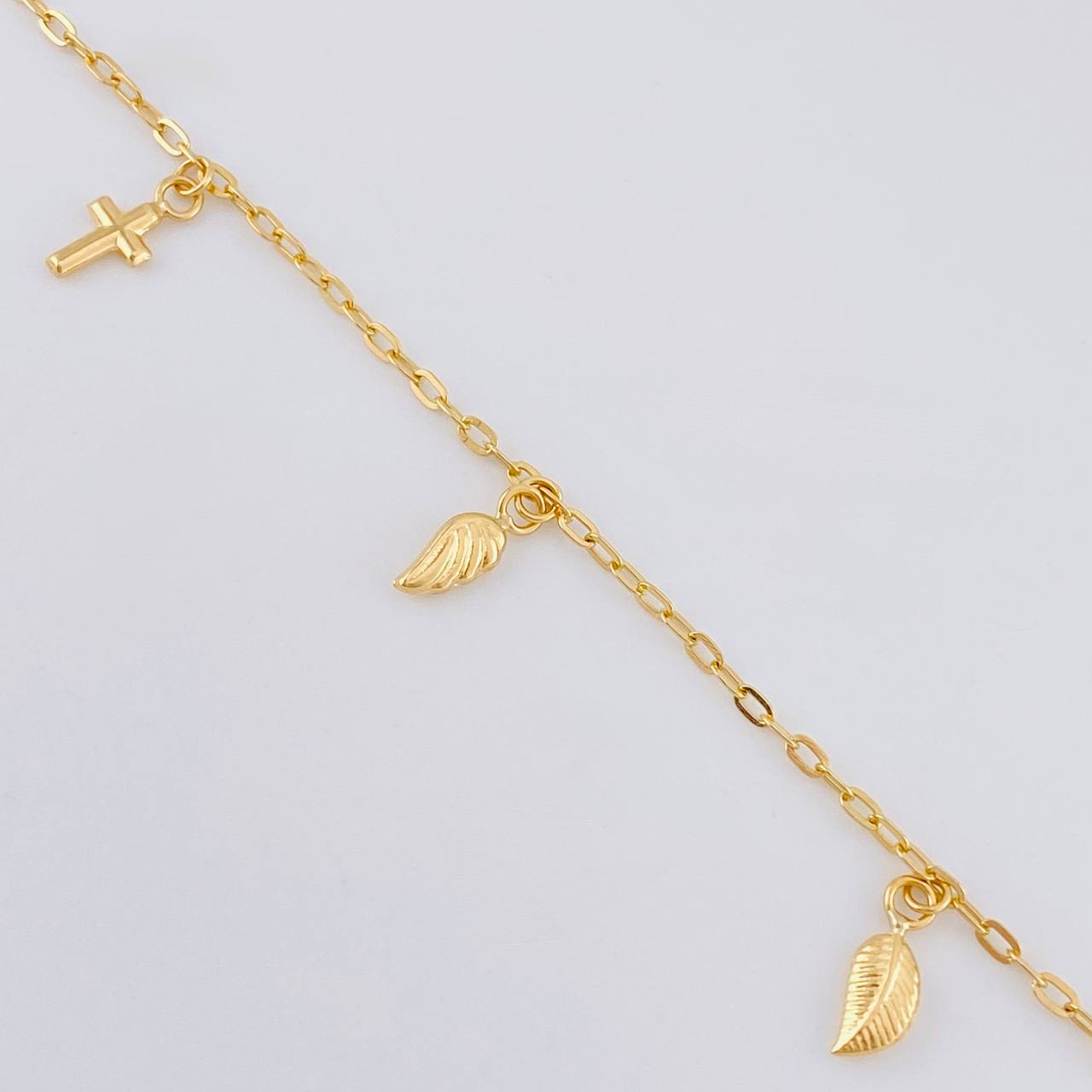 Yellow Gold 18K Anklet Box Pendants 2.9 g / 9 in / 1.7 mm