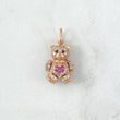Pendant Articulated Bear Heart 2.35gr / 2cm / White, Fuchsia, and Black Zircons 18K Rose Gold ©
