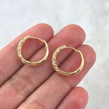 Candongas Baston 3.4gr / 1.7cm / Circones Blancos  Oro Amarillo 18K ©
