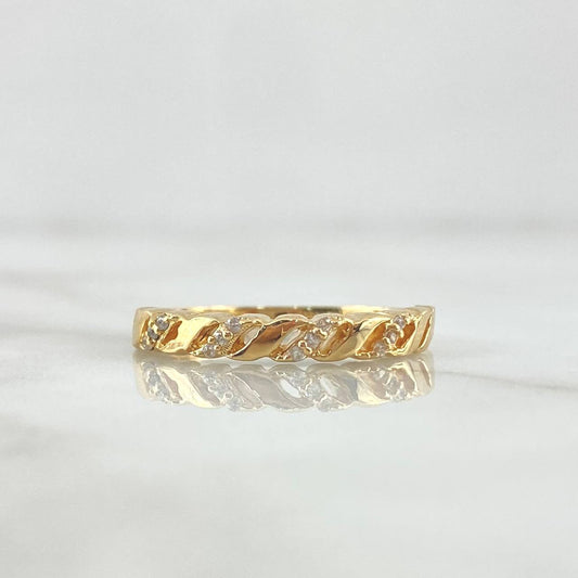 Braided Basteada Ring 2.6gr / Size 7 1/4 / White Zircons 18K Yellow Gold *