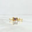 Ring I love You 1.75gr / Size 7 1/4 / Blue and Fuchsia Zircons 18K Yellow Gold *