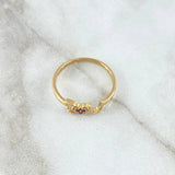 Ring I love You 1.75gr / Size 7 1/4 / Blue and Fuchsia Zircons 18K Yellow Gold *