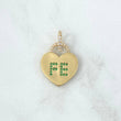 Pendant Heart Lock Faith 2.2gr / 3cm / White-Green Zircons 18K Yellow Gold