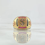 Signet Ring Dollar Sign 10.8gr / Size 9 3/4 / Bulky Multicolor Zircons Three 18K Golds ©