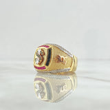 Signet Ring Dollar Sign 10.8gr / Size 9 3/4 / Bulky Multicolor Zircons Three 18K Golds ©