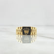 Crown Seal Ring RX 4.25gr / Size 10 1/2 / Black Resin White Zircons 18K Yellow Gold