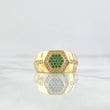 Hexagonal Honeycomb Ring 5.9gr / T9 1/4 / White and Green Zircons 18K Yellow Gold
