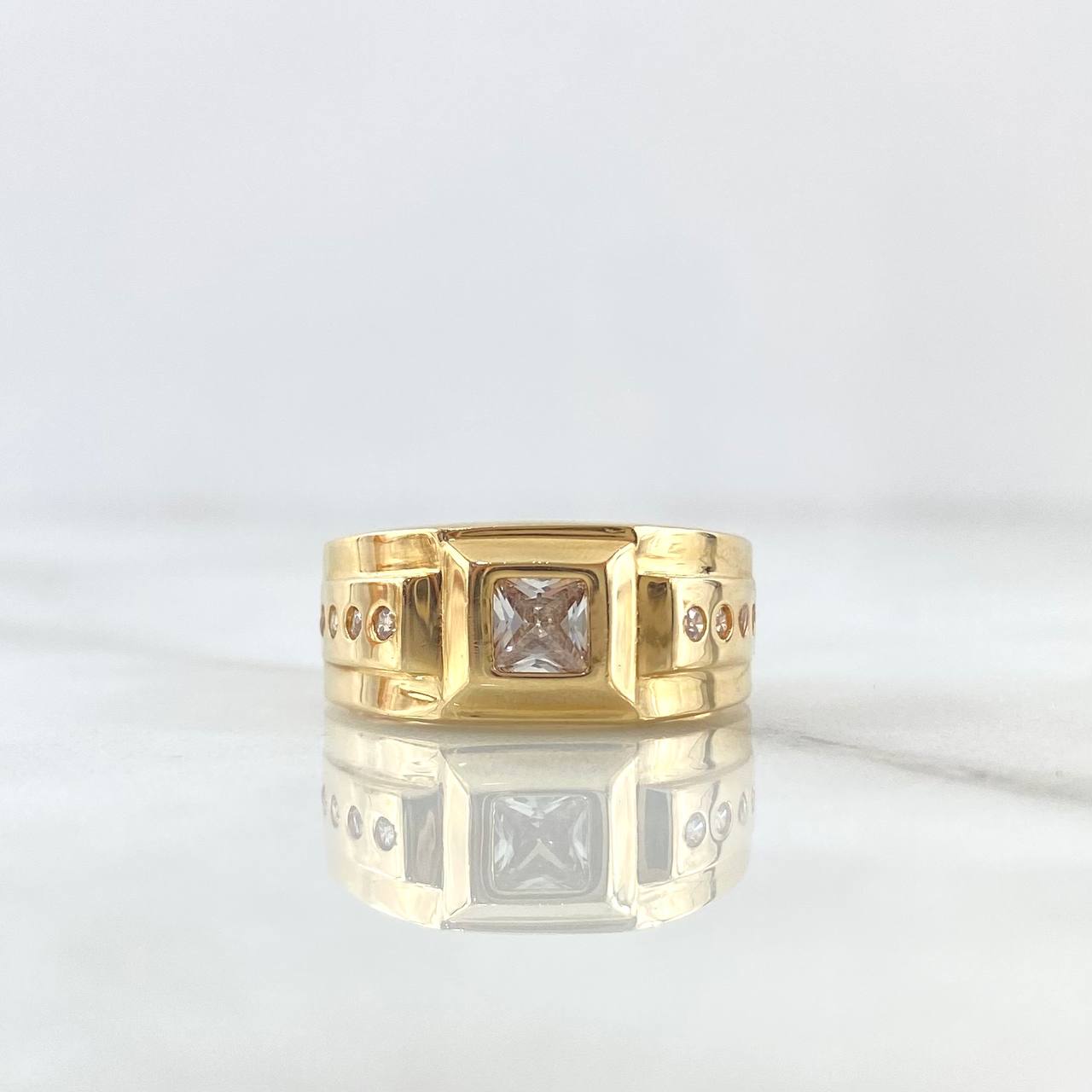 Ring Solitaire Estela 4.1gr / Size 7 1/2 / White Zircons 18K Yellow Gold