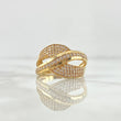 Triple Wave Ring 6.15gr / Size 7 1/4 / White Zircons 18K Yellow Gold