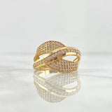 Triple Wave Ring 6.15gr / Size 7 1/4 / White Zircons 18K Yellow Gold