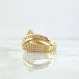 Triple Wave Ring 6.15gr / Size 7 1/4 / White Zircons 18K Yellow Gold