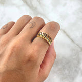 Spiga Ring 3.55gr / Size 7 1/4 / Black Zircons 18K Yellow Gold