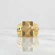 Cross Christ Stars Ring 11.85gr / Size 10 / White Zircons - Black Resin 18K Yellow Gold