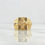 Cross Christ Stars Ring 11.85gr / Size 10 / White Zircons - Black Resin 18K Yellow Gold