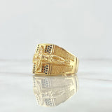 Cross Christ Stars Ring 11.85gr / Size 10 / White Zircons - Black Resin 18K Yellow Gold