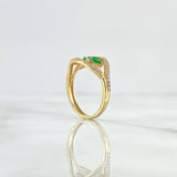 Branch Ring In Waves 2.6gr / T6 1/4 / White and Green Zircons 18K Yellow Gold