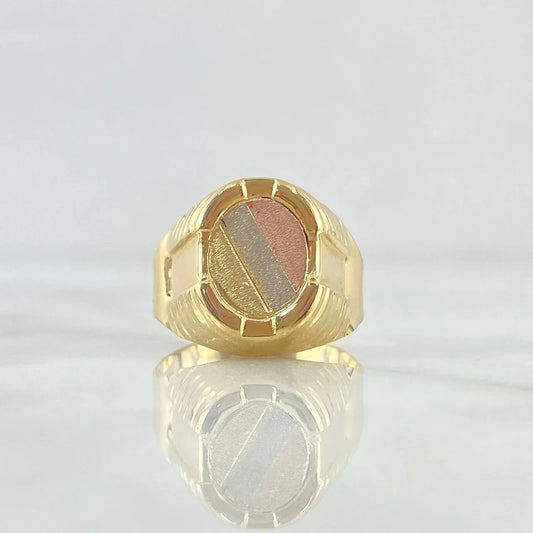 Anillo Sello Ovalo Con Marco 3.6 g / T11 Tres Oros 18K