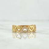 Interlaced Hearts Ring 2.7gr / Size 7 3/4 / White Zircons 18K Yellow Gold