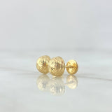 Stud Earrings Media Bead 0.85gr / 7mm Diamond Cut Linear Yellow Gold 18K