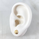 Stud Earrings Media Bead 0.85gr / 7mm Diamond Cut Linear Yellow Gold 18K