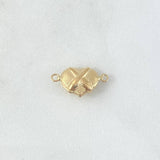 Charm Textured Heart 0.6gr / 1.7cm / Crossed 18K Yellow Gold
