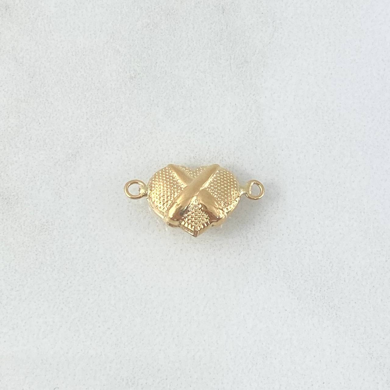 Charm Textured Heart 0.75gr / 1.7cm / Crossed 18K Yellow Gold