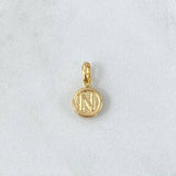Pendant Letter N 0.4gr / 1.5cm / Textured Circle Yellow Gold