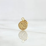 Pendant Letter N 0.4gr / 1.5cm / Textured Circle Yellow Gold