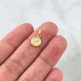 Dije Letra K 0.4gr / 1.5cm / Circulo Texturizado Rustico Oro Amarillo 18K