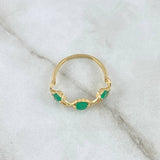 Triple Infinity Ring 2.4gr / T6 3/4 / Emeralds 78pts 18K Yellow Gold (Jewel) *