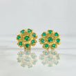 Stud Earrings Flor Siete Pétalos 4.15gr / 1.3cm / Esmeraldas 77pts Oro Amarillo 18K (Jewel) *