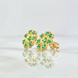 Stud Earrings Flor Siete Pétalos 4.15gr / 1.3cm / Esmeraldas 77pts Oro Amarillo 18K (Jewel) *