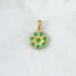 Dije Flor Siete Pétalos 2.1gr / 2.1cm / Esmeraldas 38pts Oro Amarillo 18K (Joya) *